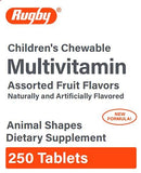 MAJOR Rugby 370923 Animal Shapes Children's Chewable Vitamin Tablet, Compare To Flintstones (250 Count) (1 Pack)