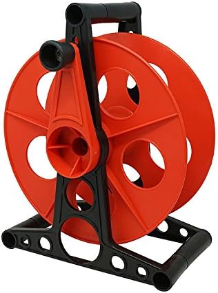 Woods E103 E-103 Wheel, Holds Up to 150 16/3 Extension 125 Feet of 14/3 Gauge Cord, Holiday, Rope, Hose Reel Storage and Light Wire, Heavy Duty Plastic, red and black