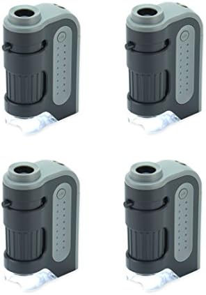 Carson MicroBrite Plus 60x-120x Power LED Lighted Pocket Microscope - Set of 4 (MM-300MU),Black/Grey
