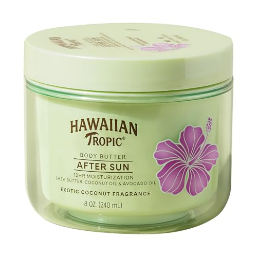 Hawaiian Tropic After Sun Body Butter with Coconut Oil, 8oz | After Sun Lotion, Winter & Beach Vacation Essentials, Winter Sports Skin Protection, Ski Trip Essentials, 8oz