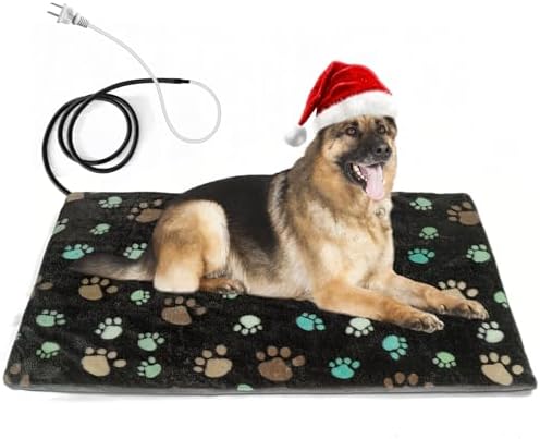 Large Dog Heating Pad 35x23 in Puppy Heating Pad,Waterproof+Flame Retardant Material, Whelping Supplies Heated Dog Bed,Adding Wire Rope Wires -Whelping Box for Dogs with Plush Fabric Cover