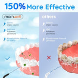 Mornwell Water Dental Flosser Teeth Pick for Teeth, Portable Cordless Water Flossers Oral Irrigator with 10 Intensity 4 Jet Rechargeable IPX7 Waterproof Water Tank Flosser Electric Travel (White)