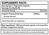 Nature Restore Organic Acai Berry Supplement, Freeze Dried, 90 Acai Berry Capsules, Non GMO, Gluten Free, Vegan