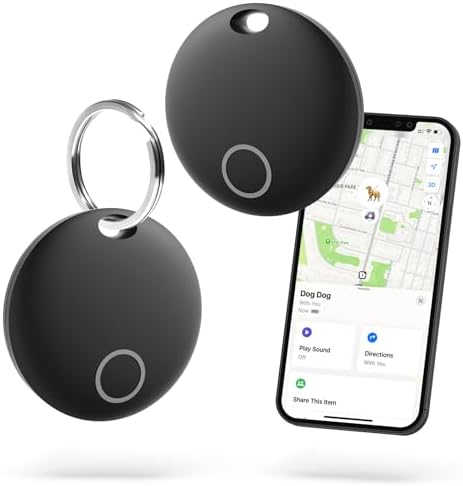 Air Tags-2 Pack GPS Tracker, Key Finder Bluetooth Luggage Tracker with Keychain, Works with Apple Find My (iOS Only), Item Locator for Key, Wallet, Suitcase, Bags, IP67 Waterproof, Battery Include