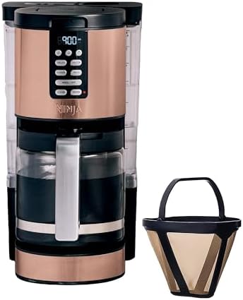Ninja Programmable XL 14-Cup Coffee Maker PRO with Permanent Filter, 2 Brew Styles Classic & Rich, Delay Brew, Freshness Timer & Keep Warm, Dishwasher Safe, Copper, DCM201CP