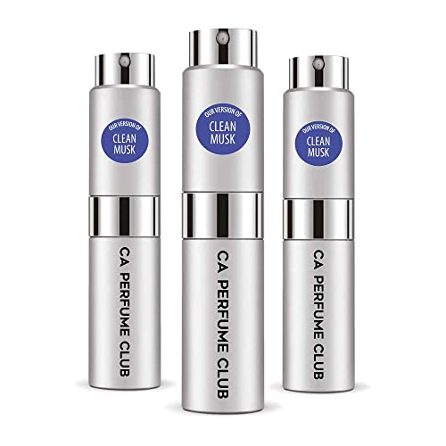 CA Perfume Impression of Emra Clean Musk For Women & Men Fragrance Concentrated Long Lasting Eau de Parfum Spray Refillable Glass Atomizer Bottle 0.27 Fl Oz-X3