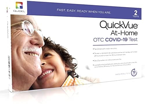 QuickVue At-Home OTC COVID-19 Test Kit, Self-Collected Nasal Swab Sample, 10 Minute Rapid Results - Single Kit (includes 2 tests, intended for a single user)