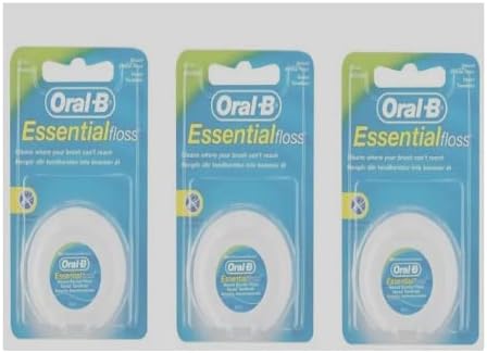 3X 50m Oral B Essential Dental Floss Waxed - Mint Waxed by