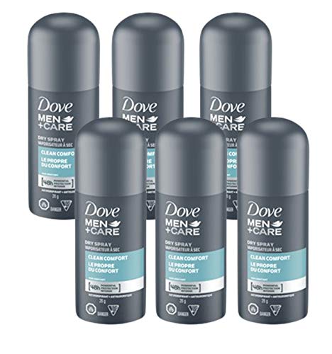 Dove Men+Care Dry Spray, Clean Comfort, 48 Hour Protection Antiperspirant, 1 Ounce (Pack of 6)