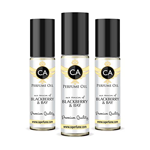 CA Perfume Impression of J. Mlon Blackberry & Bay For Women & Men Replica Fragrance Body Oil Dupes Alcohol-Free Essential Aromatherapy Sample Travel Size Long Lasting Attar Roll-On 0.3 Fl Oz-X3