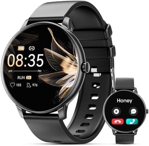 Smart Watch for Men Women (Answer/Make Calls), Smartwatch for Android iPhone, 1.39" Fitness Tracker with Heart Rate Blood Oxygen Sleep Monitor Pedometer (Black)