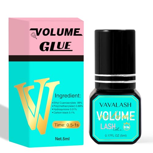 VAVALASH Eyelash Extension Glue Lash Extension Adhesive 0.5-1 Sec Drying Time Retention 9 Weeks Maximum Bond Lash Glue Long Lasting Black Eyelash Glue Professional Lash Artist Use Only (Volume,5ml)
