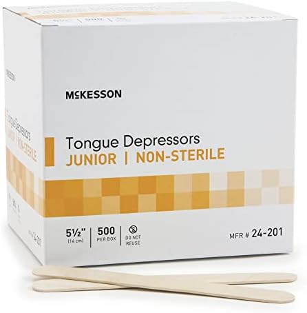 McKesson Tongue Depressors [500 Count] Junior Size, Non-Sterile, Wood, Unflavored, Splinter-Free, 5.5 in – Use for Medical, Arts, Crafts, Spa