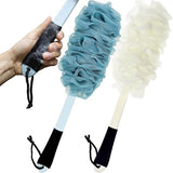 Jxicleang Back Scrubber for Shower, Back Loofah with Non-Slip Handle, Shower Loofah with Handle, Soft Nylon Mesh Sponge On a Stick for Men Women Elderly Kids (2 Pack= Blue+ White)