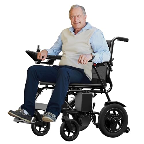 Foldable Electric Wheelchair for Adults, 15 Miles Long Travel Range Power Wheelchair, 300LBS Weight Capacity, All Terrain Motorized Wheelchair for Seniors Portable