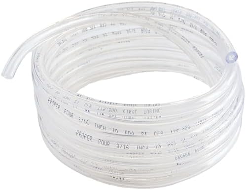 Clear Vinyl Plastic Tubing - Food-Grade & Flexible PVC Tube for Beer Line, Kegerator Accessories, Wine, Aquarium & Water Hose, Fuel Line, Drip Irrigation & More, 5/16" ID 7/16" OD, 50 Ft