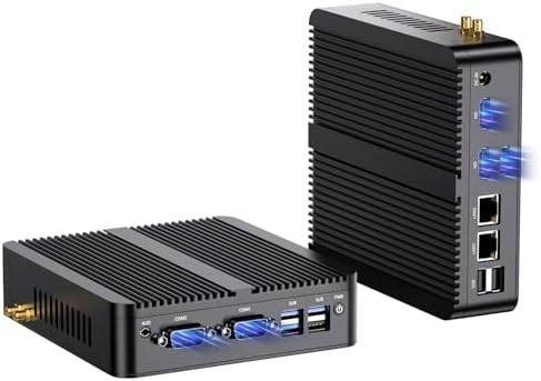 Industrial Mini PC, Fanless Desktop Computer 12th Alder Lake-N100, up to 3.4GHz, 16G DDR4, 512G NVME SSD, Windows 11 Pro, COM RS232, Dual LAN, 4K@60Hz 2xHDMI/DP, WiFi6, BT5.2, VESA, WOL