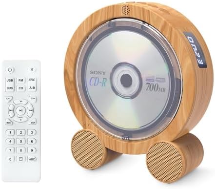 Desktop Vertical CD Player Portable with Bluetooth for Home with LCD Screen Display Built in HiFi Speakers Support Timed Music ON/Off FM USB SD