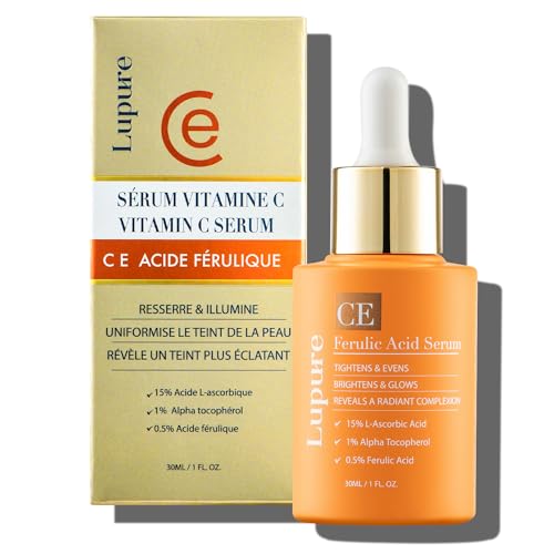 Vitamin C Face Serum: Anti Aging Facial Super Vit C Serum with Ferulic Acid Pure L-Ascorbic Acid, Vitamin E and Hyaluronic Acid for Dark Spots - 1 Fl Oz