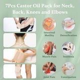 7Pcs Castor Oil Pack Wrap, Organic Castor Oil Pack Kit for Knee, Waist, Chest, Neck, Leg, Adjustable Elastic Straps Castor Oil Packs for Liver Detox Insomnia, Muscle Pain, Constipation, Anti Oil Leak