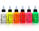 BLOODLINE TATTOO INKS Professional Blacklight UV 6 Color Set - 1/2 oz (15 ml) - Highlight Series