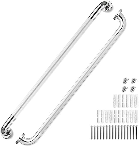 2 Pack Grab Bars for Elderly for Wall 32 Inch, Fit for Studs, Knurled Anti-Slip Bathroom Shower Grab Bars for Seniors, Safety Handicap Grab Bars for Shower, Shower Handles for Elderly, Tesuchan