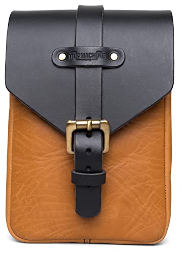 Trip Machine Company Genuine Leather Motorcycle Magnetic Fuel Tank Pouch To Carry All Your Riding Essentials (Vintage Tan)