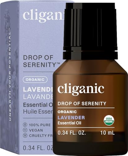 Cliganic USDA Organic Lavender Essential Oil - 100% Pure Natural Undiluted, for Aromatherapy Diffuser | Non-GMO Verified (Packaging May Vary)