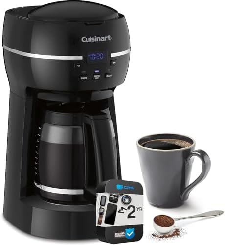 Cuisinart DCC-1500FR 12-Cup Programmable Coffeemaker Black (Renewed) Bundle with 2 YR CPS Enhanced Protection Pack