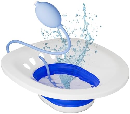 Sitz Bath, Postpartum Essentials and Hemorrhoids Care,Perineal Soaking Bath Over The Toilet Seat,Home Use Portable for Easy Storage, Collapsible Storage