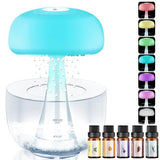 Rain Cloud Humidifier Water Drip with 5 Essential Oils, Cloud Diffuser with 7 Changing Colors Night Lights, Mushroom Humidifier Desk Bedside Water Drop Sound, Transparent