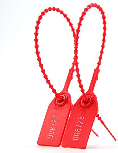 Security Seal, Numbered Zip Ties for Fire Extinguisher Pull Tite Tamper Proof Tags Self Locking Plastic Label 250mm Pack of 1000 (Red)