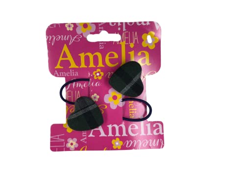 School Uniform Plaid Heart Shape Button Hair Ties/Set of 2/Girls & Women Hair Accessories/Pony tail Holder|AGD Accessories/Hair Bobbles (Plaid 75)