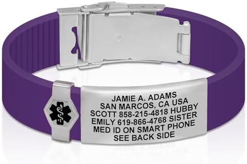 Divoti Custom Engraved Medical Alert ID Bracelet – Dual-Sided Laser Etching, Silicone Wristband, Stainless Steel Security Clasp – Adjustable & Trim-to-Fit – Emergency Medical Info Band for Men & Women