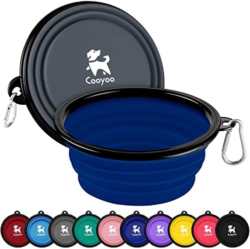 COOYOO Collapsible Dog Bowl,2 Pack Collapsible Dog Water Bowls for Cats Dogs,Portable Pet Feeding Watering Dish for Walking Parking Traveling with 2 Carabiners