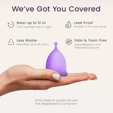 EcoBlossom Reusable Menstrual Cup and Case - The Most Reliable Medical Grade Silicone Period Cups - Comfortably use for 12 Hours (Small (Pack of 2), Round Stem & Case)