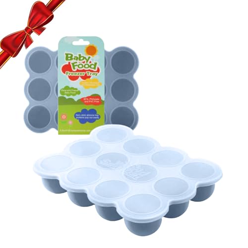 Samuelworld Baby Food Storage Container, 12 Portions x 2.5oz - BPA Free Silicone Freezer Tray with Clip-On Lid for Breast Milk Storage, Homemade Baby Food, Vegetable & Fruit Purees - Navy Blue