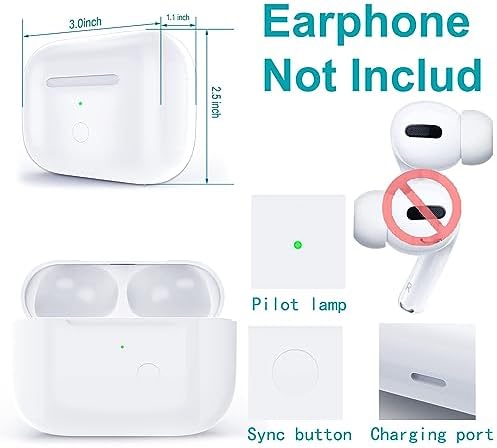 Wireless Charging Case Compatible with AirPods Pro 1st & 2nd Generation, for Airpods Pro Charger Replacement Cases, Support Bluetooth Pairing&Sync Button,White