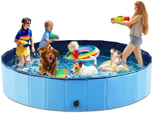 Jasonwell Foldable Dog Pool Collapsible Hard Plastic Dog Swimming Pool Portable Kiddie Pool Pet Pool Doggie Wading Pool Bath Tub for Puppy Small Medium Large Dogs Cats and Kids 97"