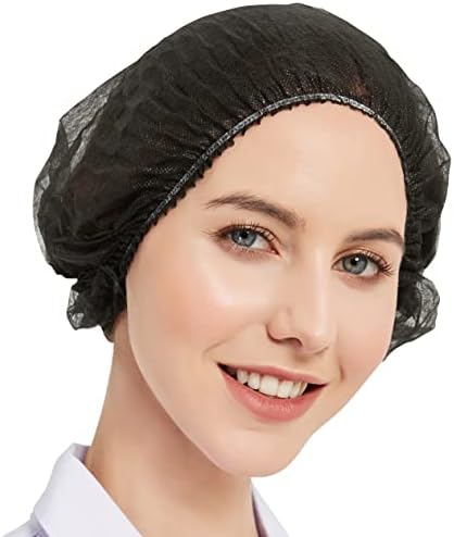 ProtectX 100-Pack Black Disposable Hair Nets, Elastic Head Cover, Bouffant Caps, Sanitation Head Cover for Food Service, Spa Men & Women - 21 inch
