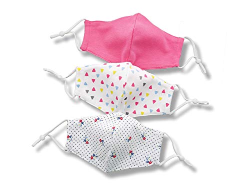 HOPE LOVE SHINE Face Masks for Kids (3-Pack) - Girls Face Masks - Washable, Reusable Kids Face Masks - Filter Pocket, Nose Wire, & Adjustable Straps - Sports, Playground, & School Mask Pack for Girls