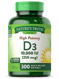 Nature's Truth Vitamin D3 10000 IU Softgels | 300 Count | Extra Strength | Non-GMO & Gluten Free Supplement