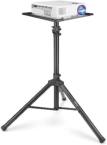 Pyle Projector Stand - Height & Angle Adjustable Tripod Stand - Hold Laptops, Computers, DJ Equipment & Projectors - Heavy Duty - Perfect for Stage, Studio, & Office Events - Extends 42’’ to 55",Black