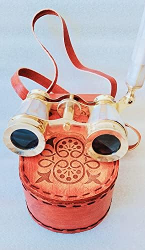 Binoculars Brass Opera Glass Handmade Nautical with Leather Box Design Gifts for Love Women's Day, Father Day, Musical Concert Outdoor View Binoculars