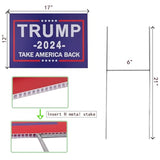 2 Pcs Trump Yard Signs 2024, Corrugated Plastic Signs with H-Metal Stakes, Double-Sided Printing, Fade-Resistant, Weatherproof, Suitable for Lawn, Garden, Outdoor, Ground, Front Yard, 12" x 17"