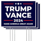 Armo Trump Vance 2024 Make America Great Again Yard Sign, Donald Trump JD Vance 18x24 (3 Pack) Inhes Corrugated Plastic Double Sided with Metal H Stake Waterproof, Outdoor Lawn Signage, Made in USA