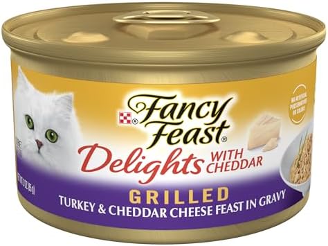 Purina Fancy Feast Delights With Cheddar Grilled Turkey and Cheddar Cheese Feast in Wet Cat Food Gravy Cat Food - (Pack of 24) 3 oz. Cans