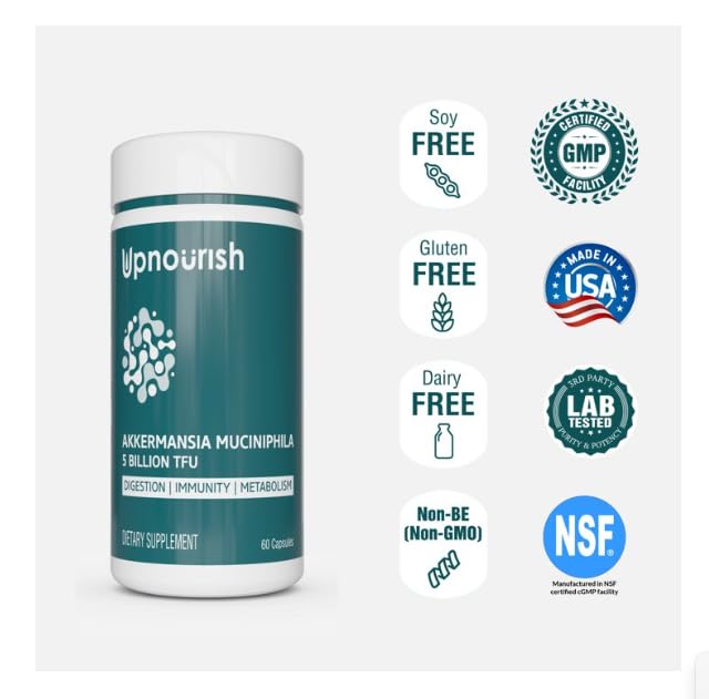 AkkeDigestive Health - 5 Billion TFU Akkermansia Probiotic for Leaky Gut Repair, GLP-1 and Immunity, Prebiotics and Probiotics for Women and Men, 60 Vegan Capsules