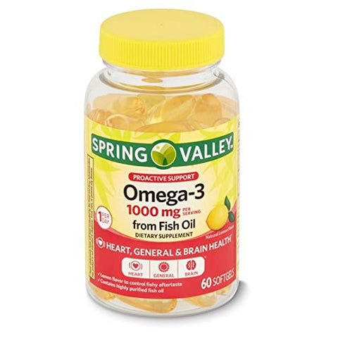 Spring Health Spring Valley Omega-3 Fish Oil 1000mg 60 softgels + Your Vitamin Guide