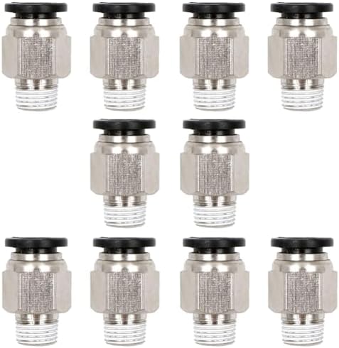 Beduan Push to Connect Fitting, 3/8" Tube OD x 1/4" NPT Thread Male Straight Pneumatic Air Fitting (Pack of 10)